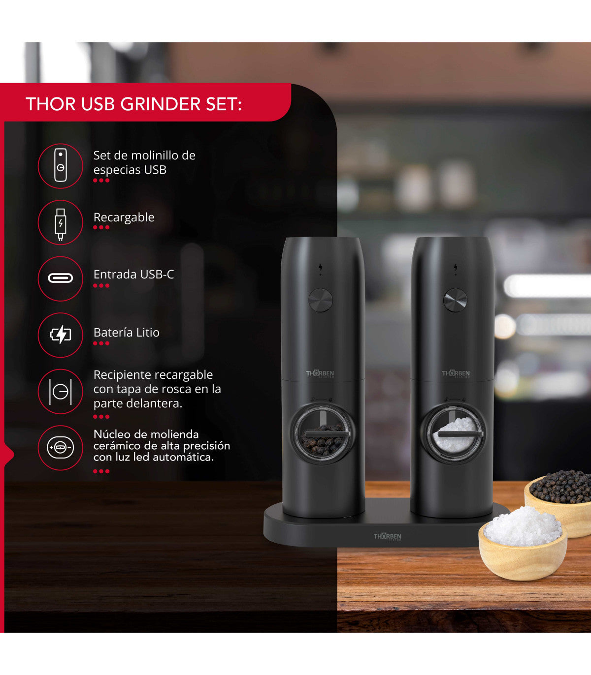 Moledora de Especias USB Thor Grinder Set