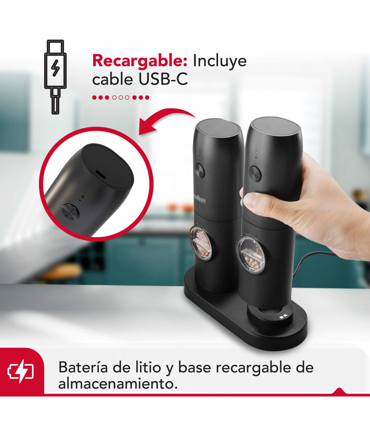 Moledora de Especias USB Thor Grinder Set