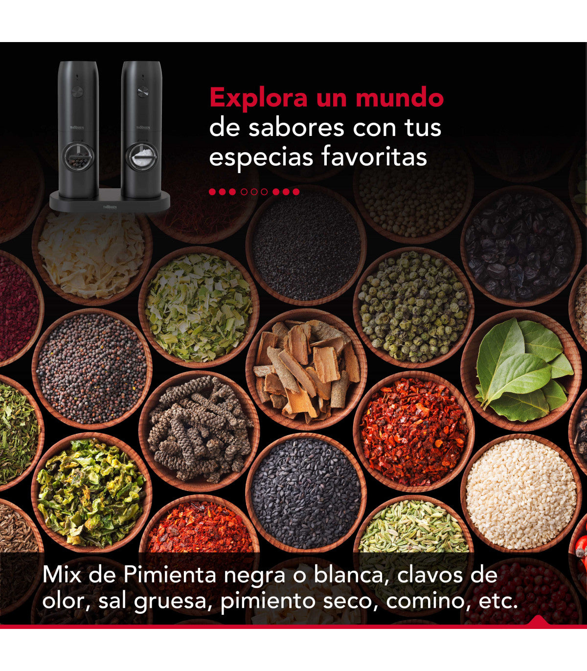 Moledora de Especias USB Thor Grinder Set