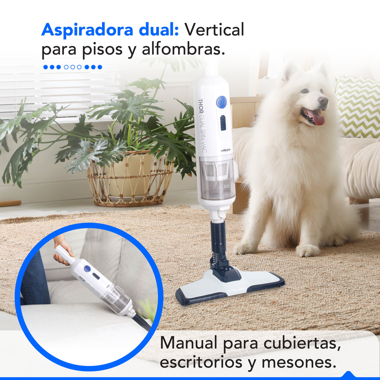 Pulidora, mopa y aspiradora vertical/manual Dual Spin Vac