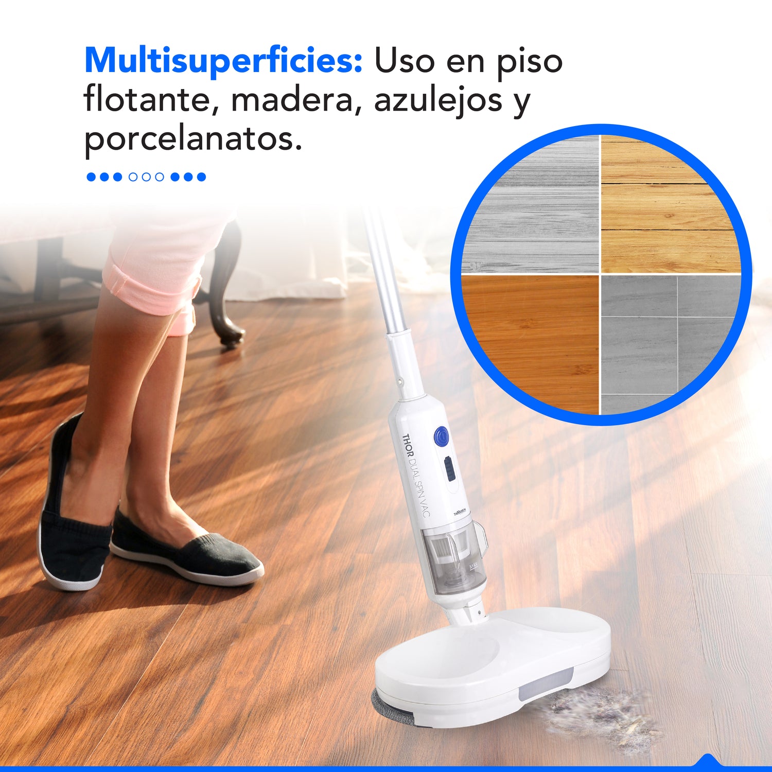Pulidora, mopa y aspiradora vertical/manual Dual Spin Vac