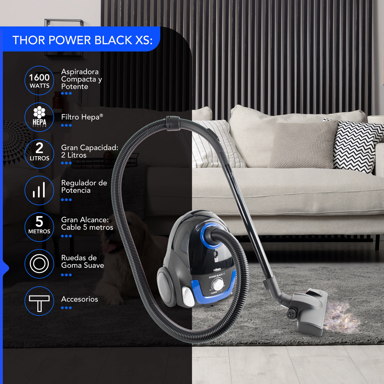 Aspiradora de bolsa Thor Power Black Xs