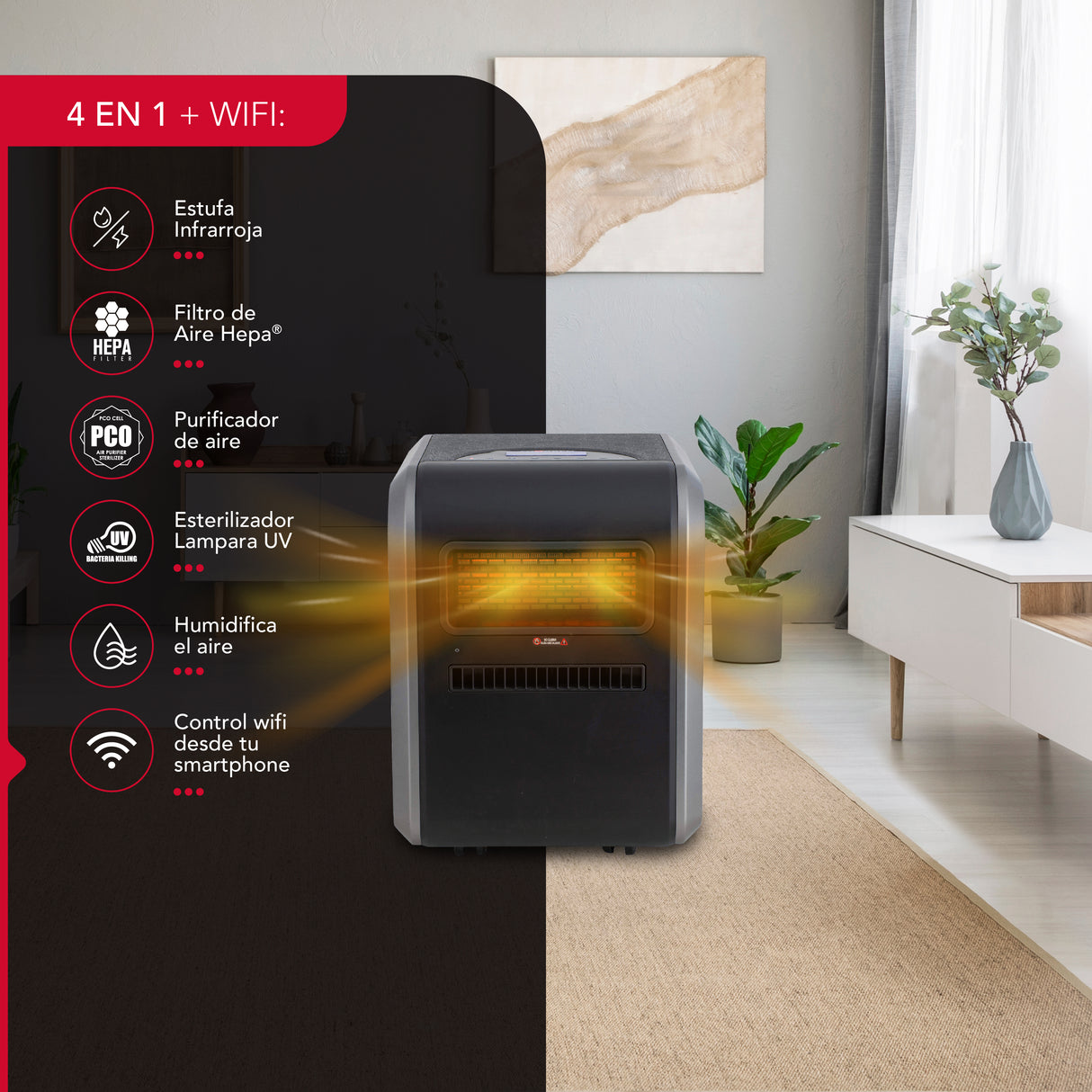 Estufa infrarroja 4 en 1 Thor 1500H Wifi