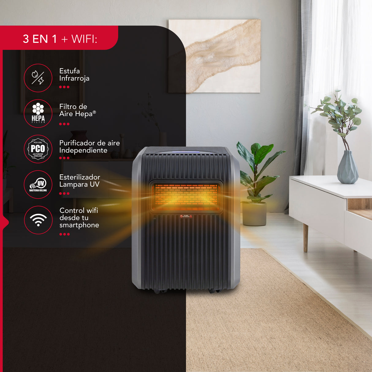 Estufa infrarroja 3 en 1Thor 1500 Wifi