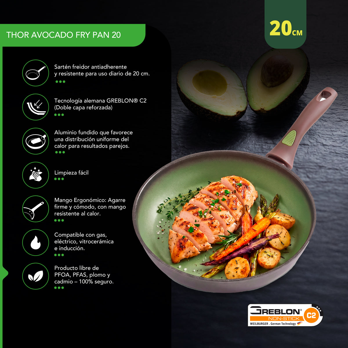 Sartén Antiadherente Thor Avocado 20 cm