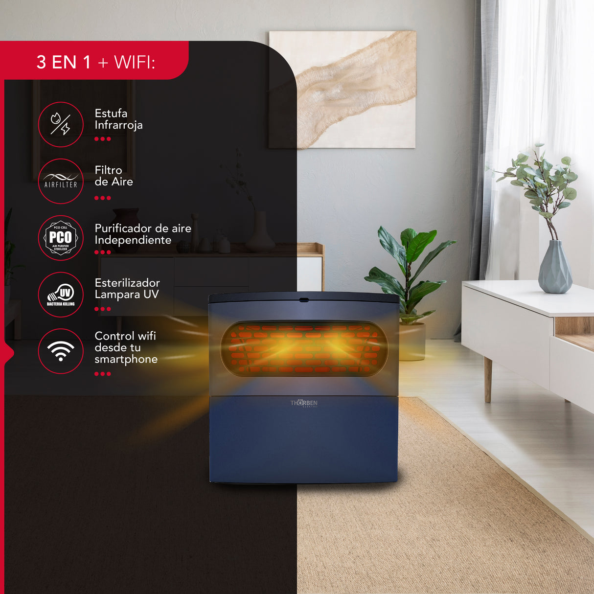 Estufa infrarroja 3 en 1 Thor Compact Wifi