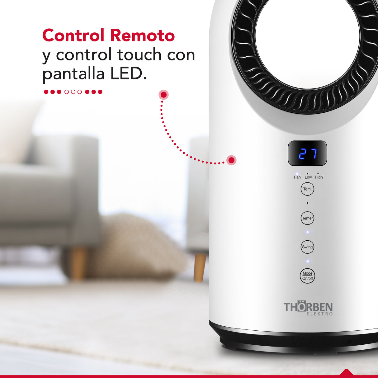 Calefactor y ventilador sin aspas Thor Cylope 2en1