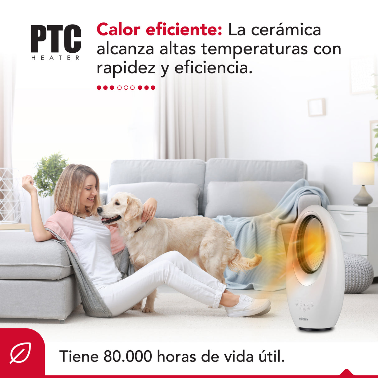 Calefactor y ventilador sin aspas  Thor Dual Deco