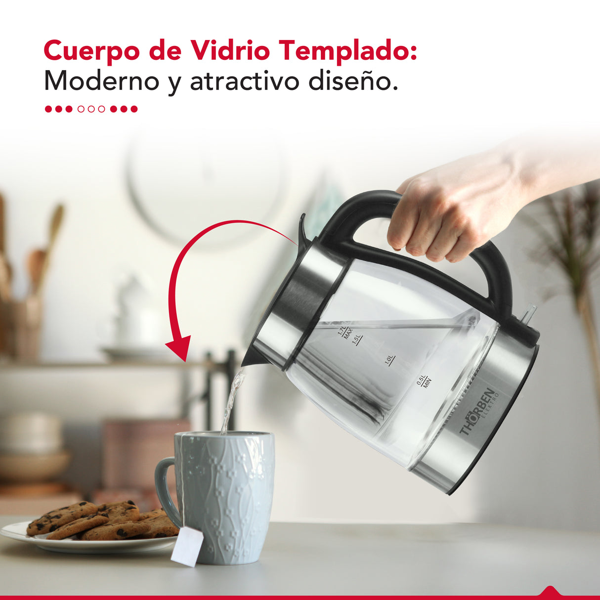Hervidor Llenado Facil 1,7L Thor Easy Fill Glass