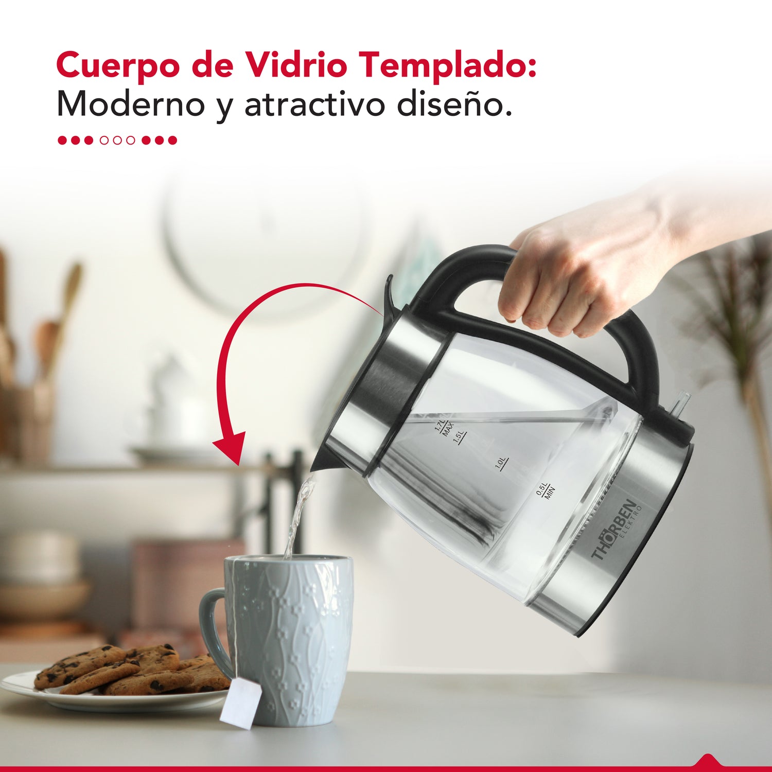 Hervidor Llenado Facil 1,7L Thor Easy Fill Glass