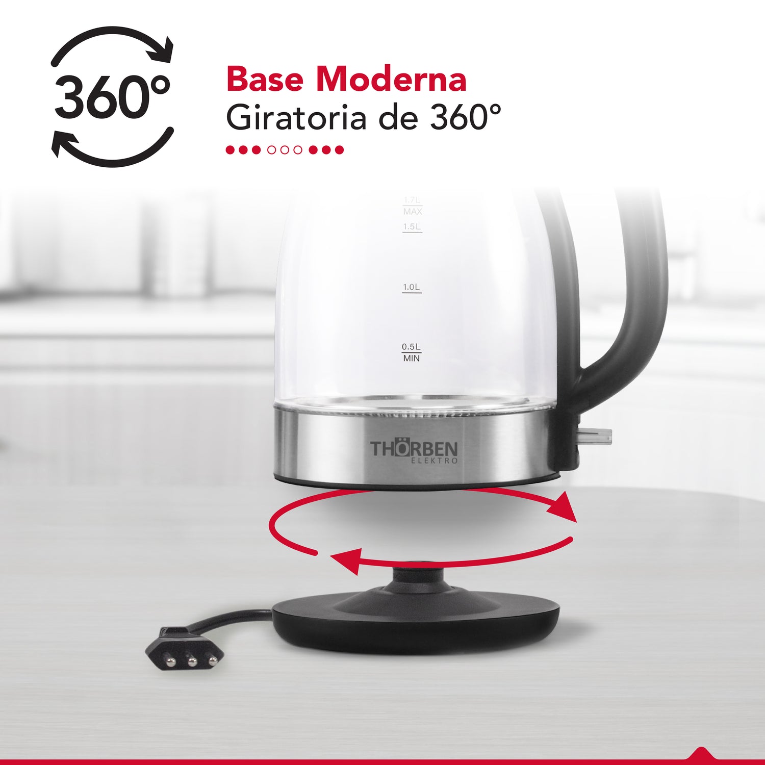 Hervidor Llenado Facil 1,7L Thor Easy Fill Glass
