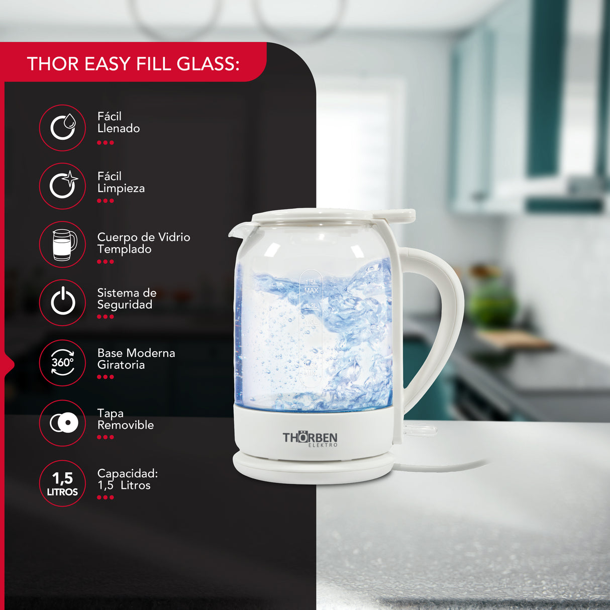 Hervidor Thor Fill & Clean Glass