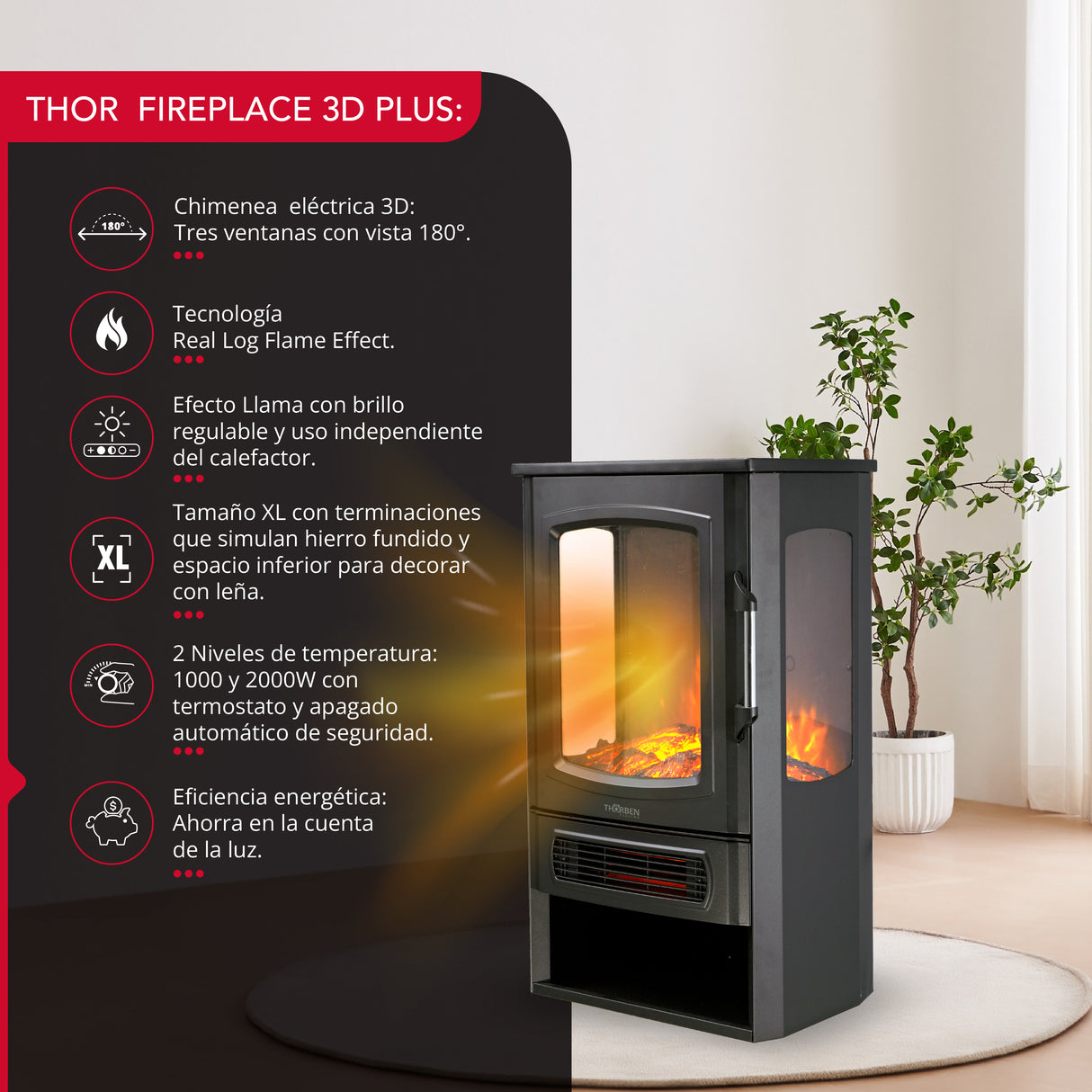 Chimenea eléctrica Thor Fireplace 3D Plus