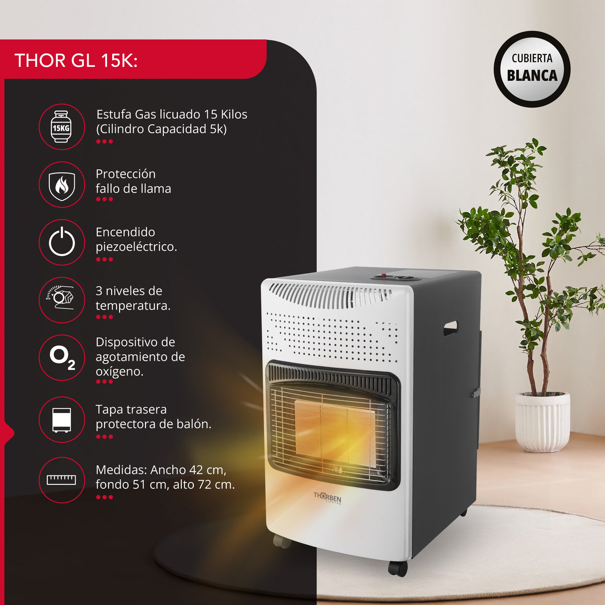 Estufa a gas Thor GL 15K White