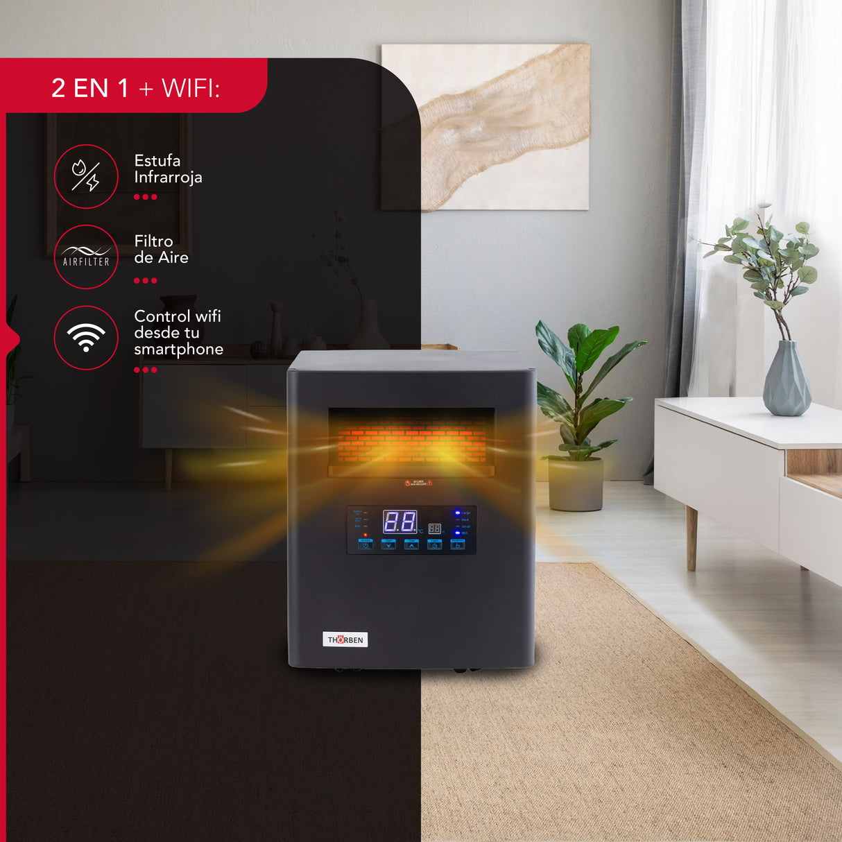 Estufa infrarroja 2 en 1 Thor Green 1500 Wifi