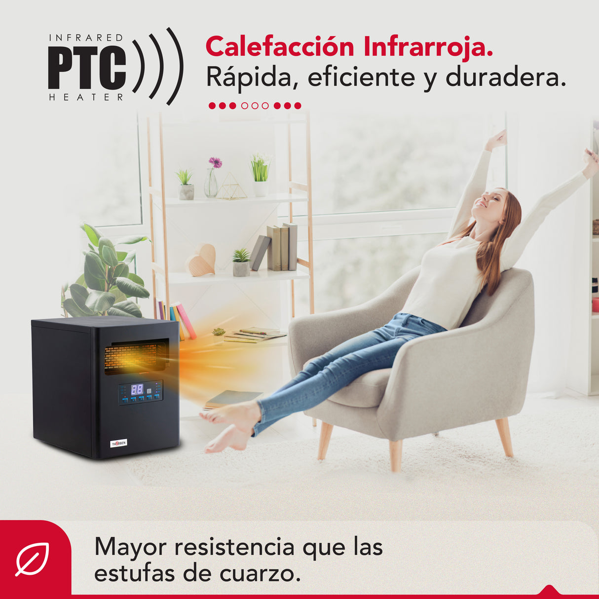 Estufa infrarroja 2 en 1 Thor Green 1500 Wifi