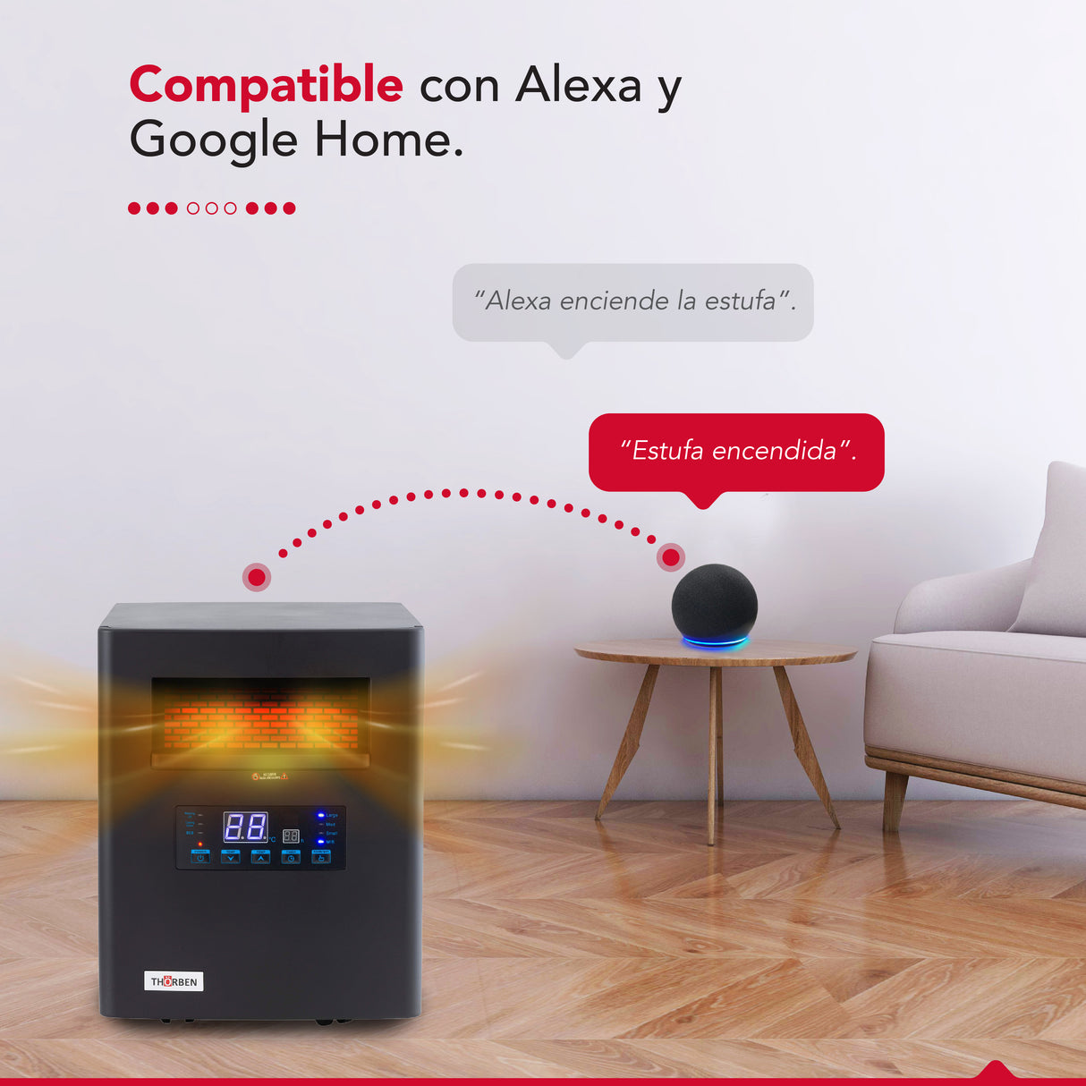 Estufa infrarroja 2 en 1 Thor Green 1500 Wifi