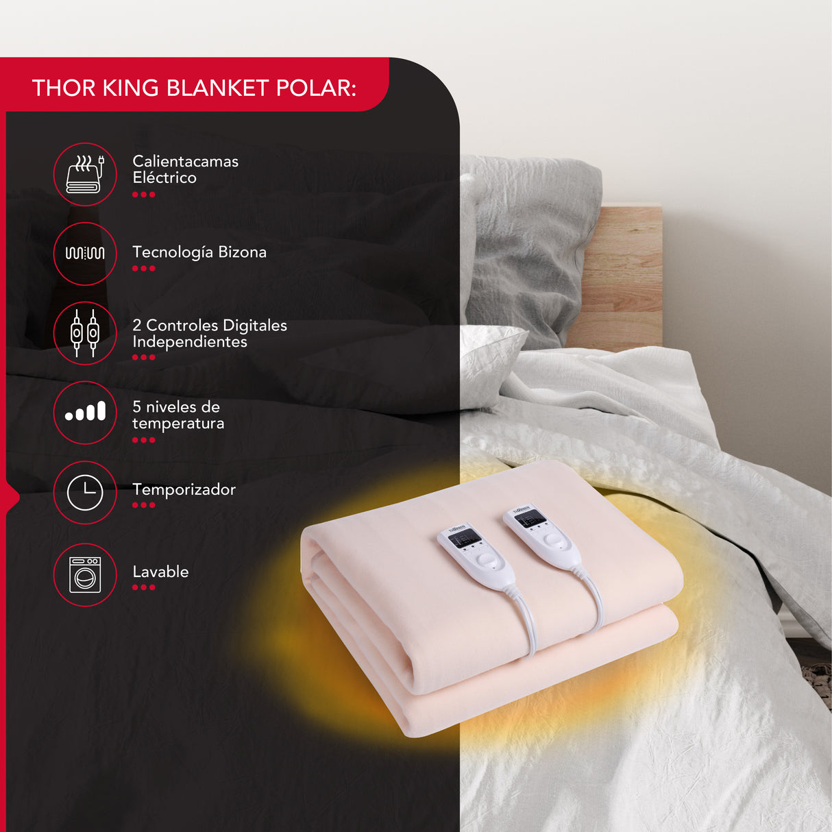Calientacama 2 plazas Thor King Blanket Polar
