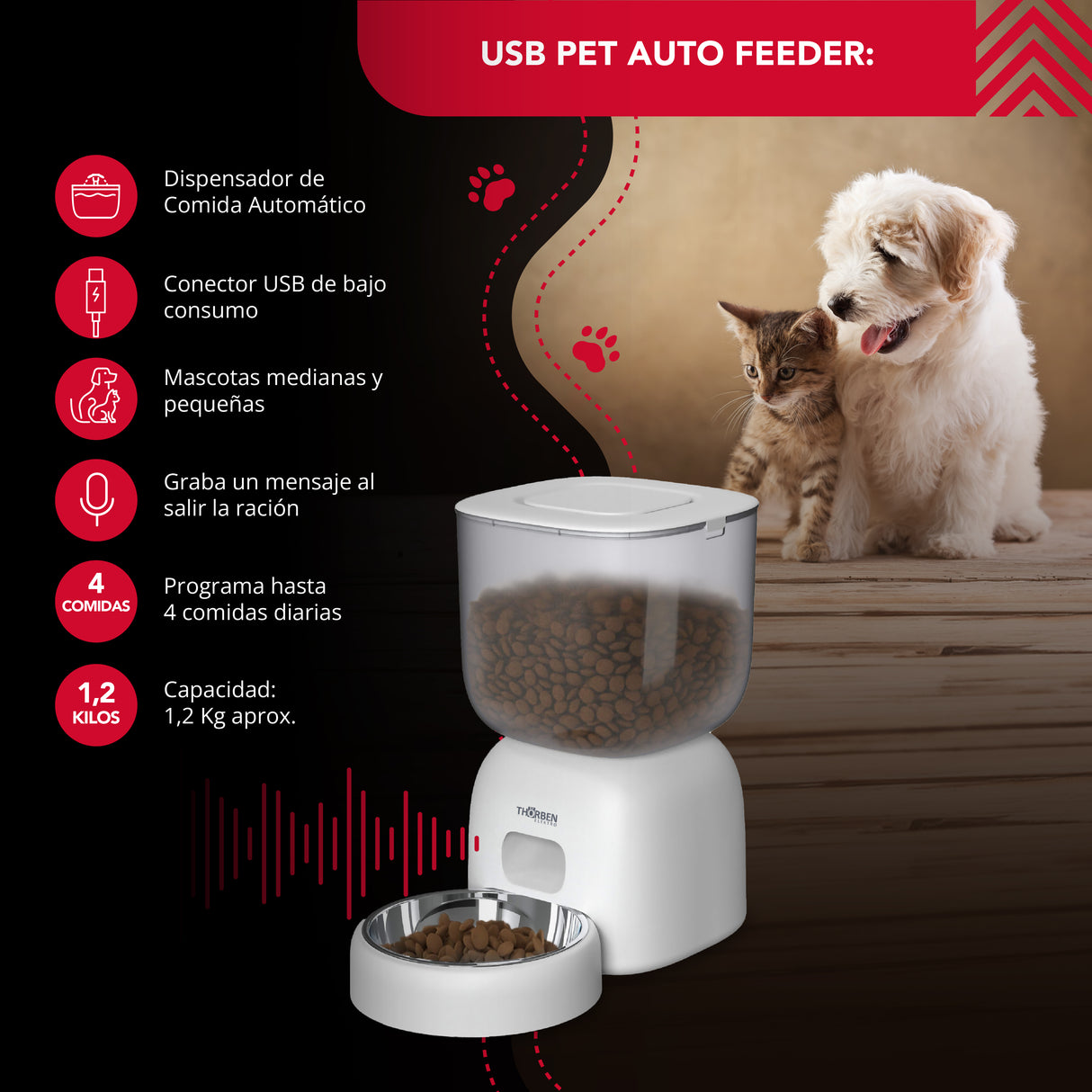 Dispensador comida eléctrico Thor Pet Auto-Feeder