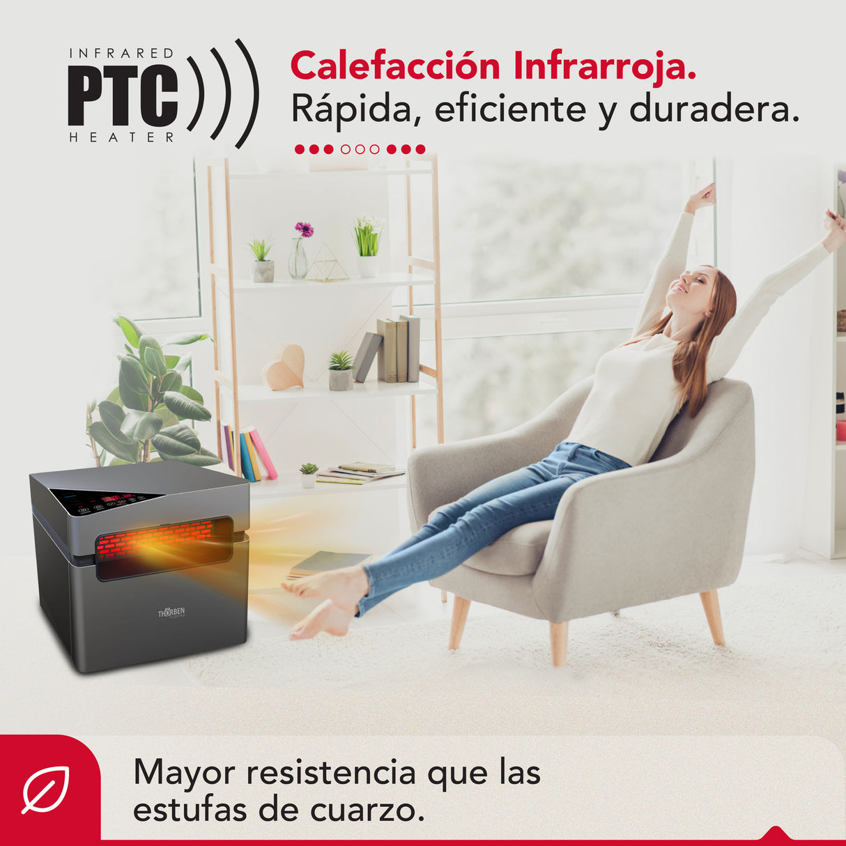 Estufa infrarroja 2 en 1 Thor Silver 1500 Wifi