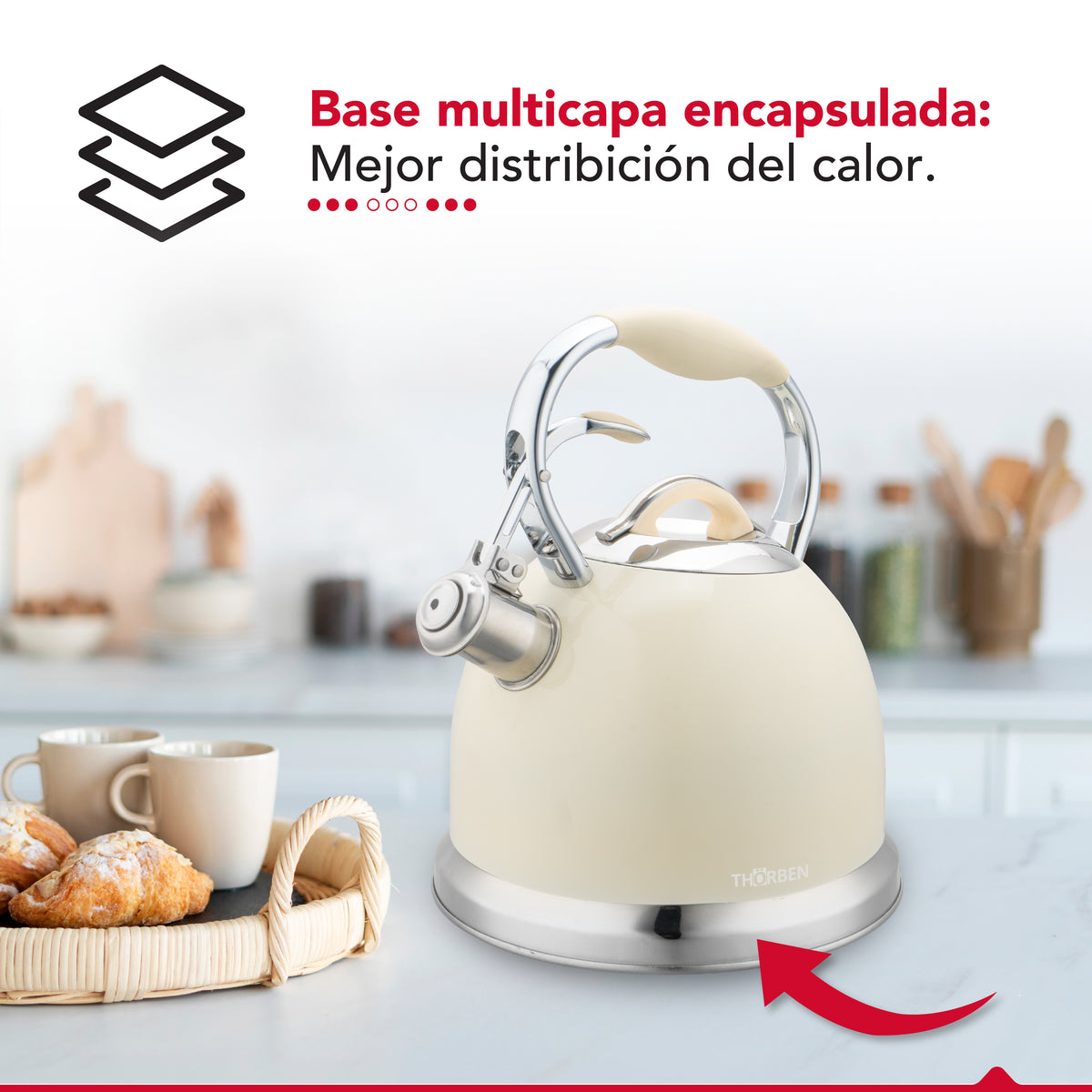 Tetera Thor Tea Time Plus 2.8L Acero Inoxidable Silbadora