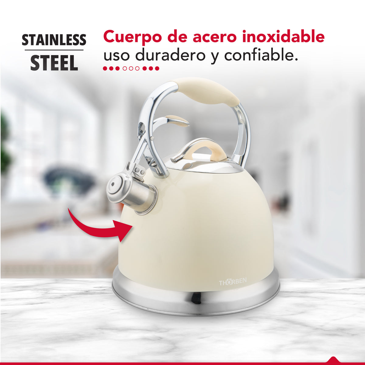 Tetera Thor Tea Time Plus 2.8L Acero Inoxidable Silbadora