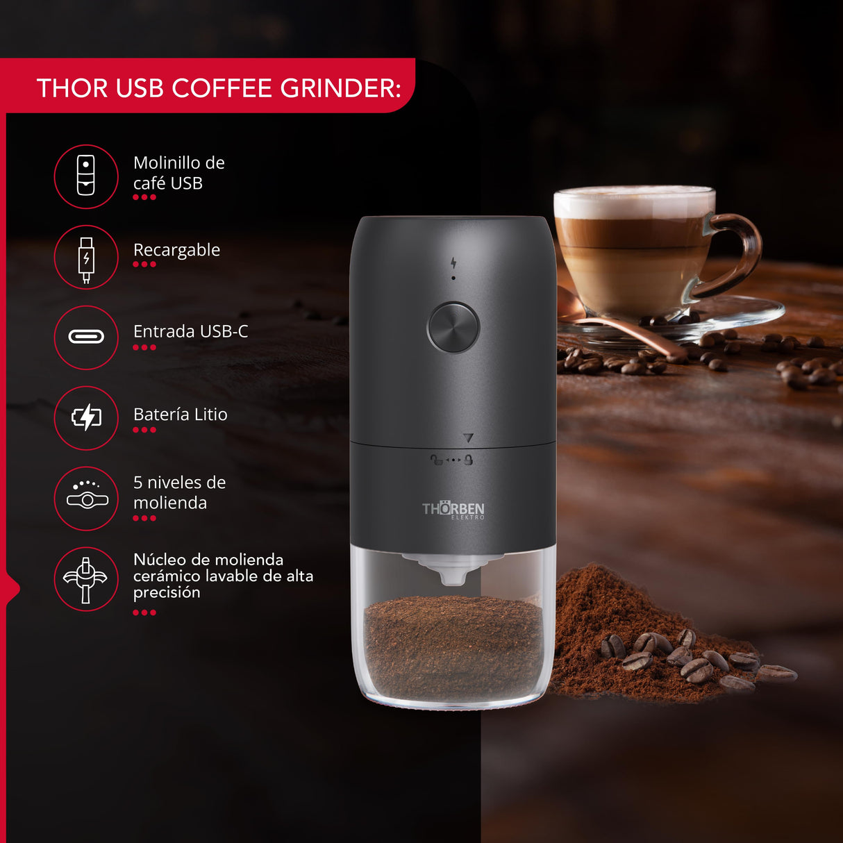 Molinillo de Café USB Thor Coffee Grinder