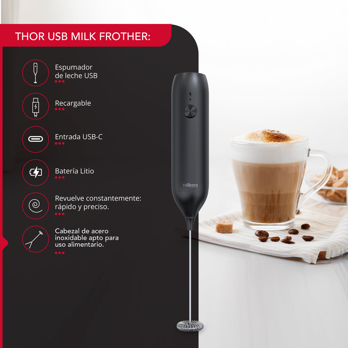Espumador Batidor USB Thor Milk Frother