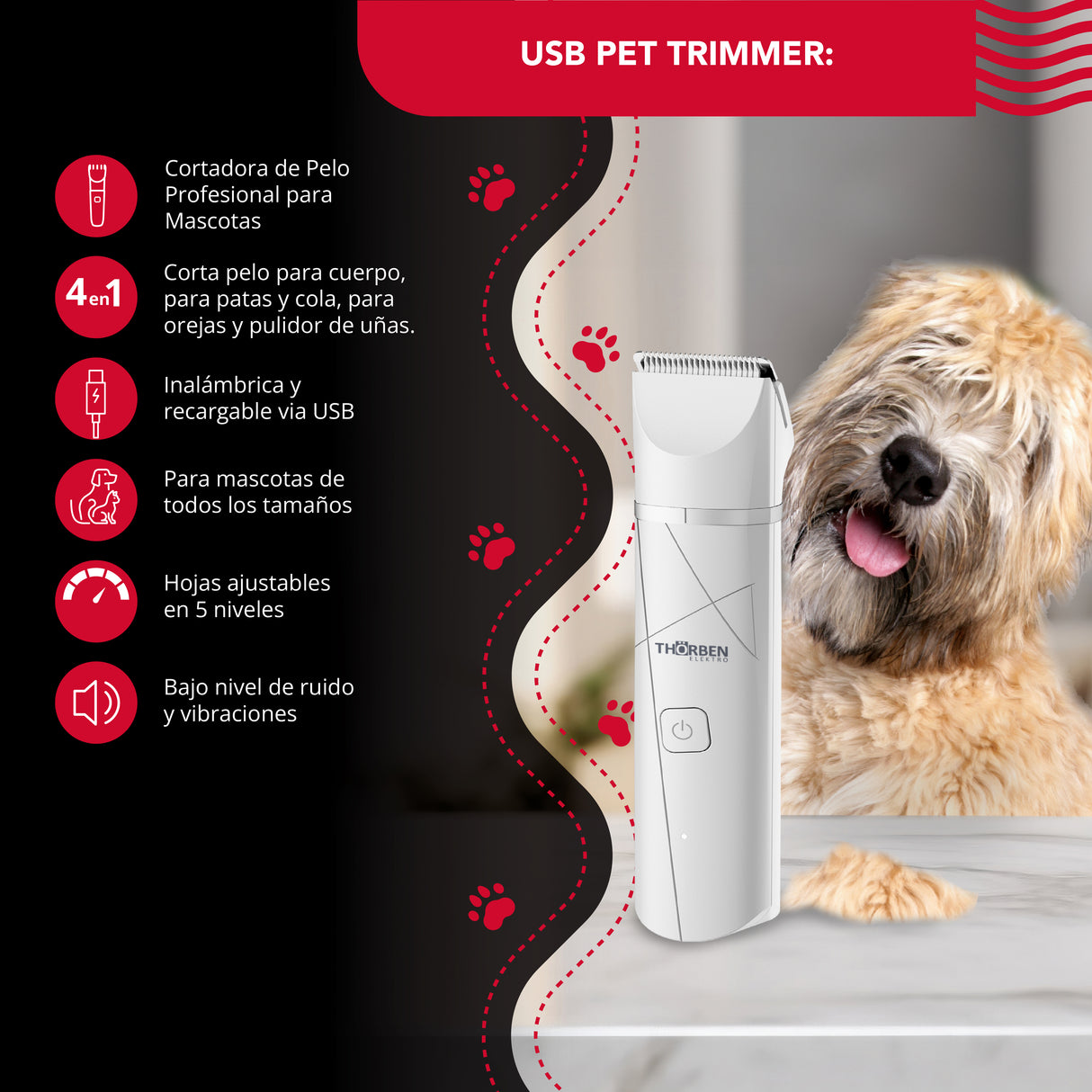 Desvelladora Thor Cordless Usb Pet Trimmer 4En1