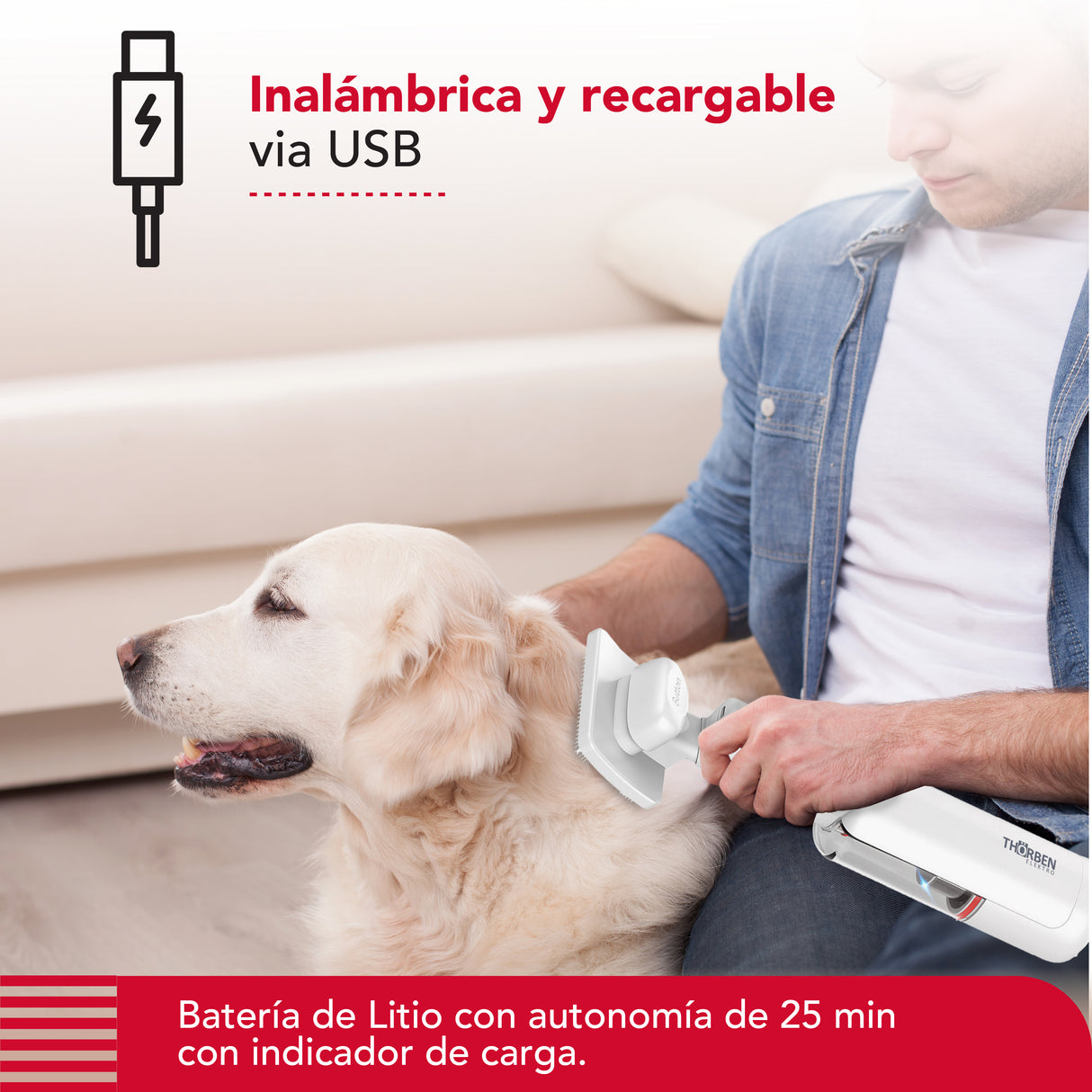 Cepillo y aspiradora Thor Cordless Usb Pet Vac