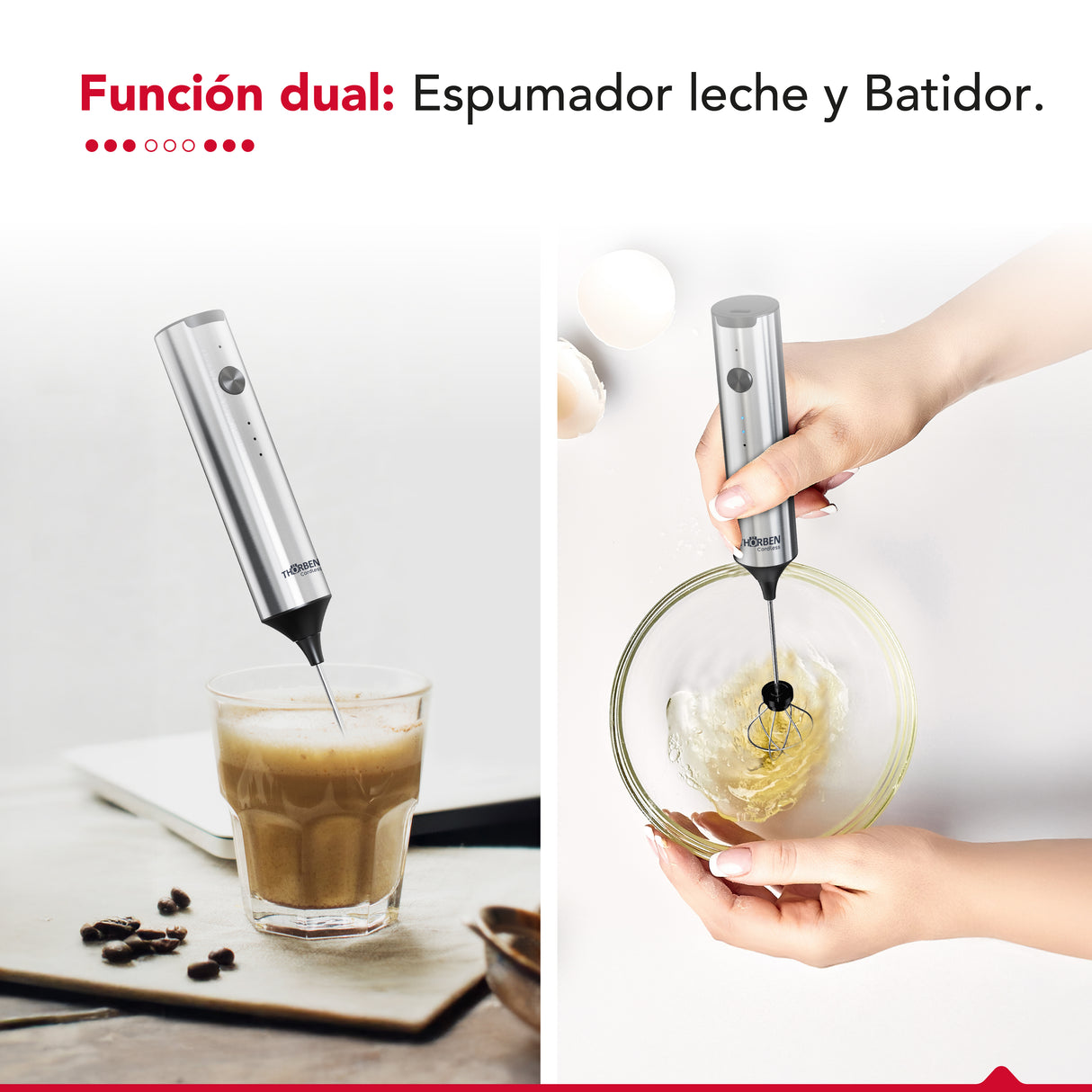 Espumador y Batidor USB Inox Thor Dual Milk Frother