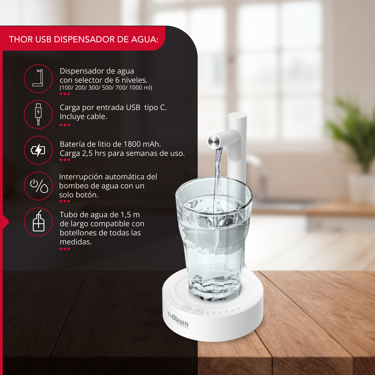 Dispensador de agua Thor Usb Water Table Dispenser