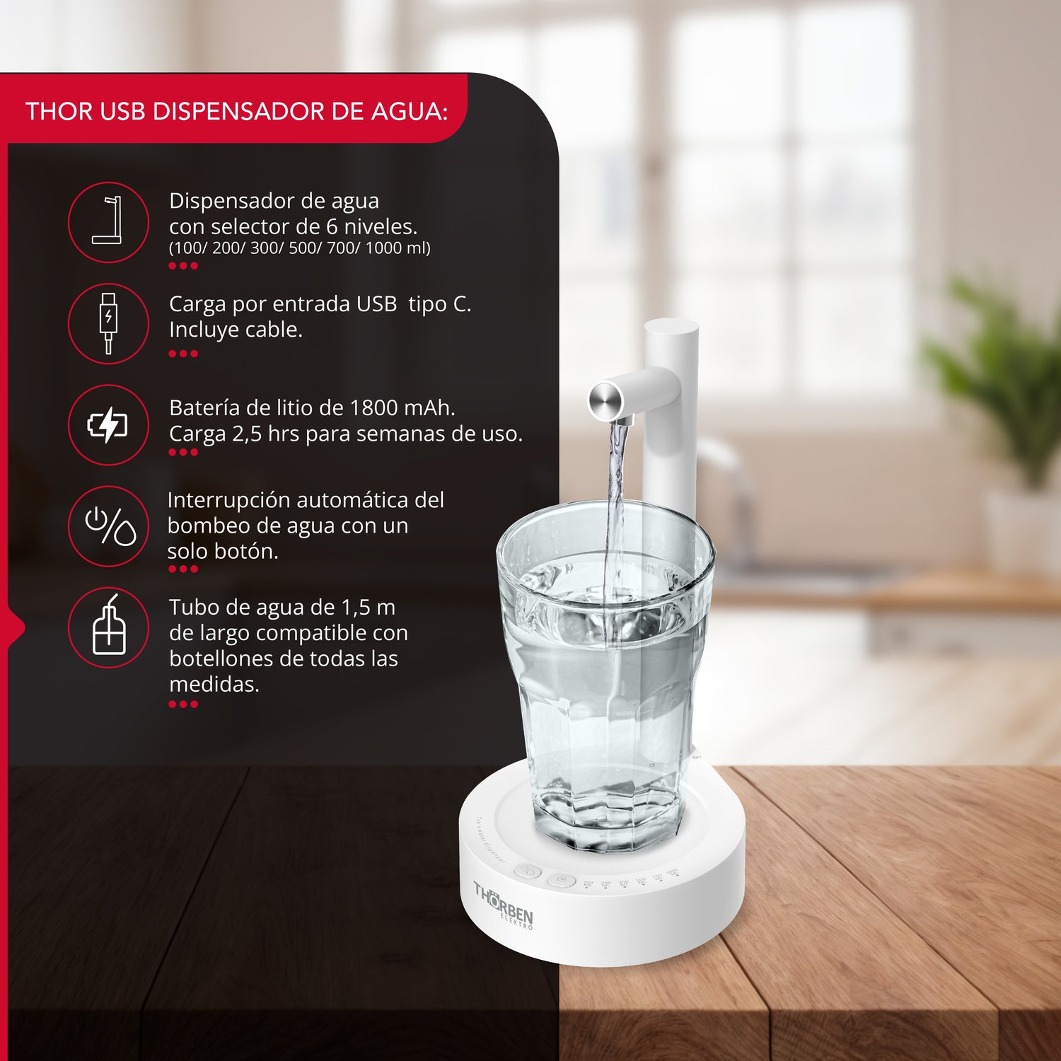 Dispensador de agua Thor Usb Water Table Dispenser