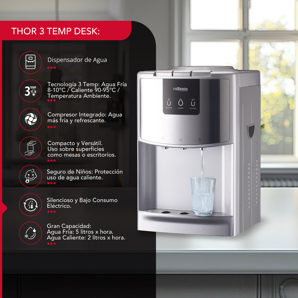 Dispensador de agua 3 temperaturas Thor 3Temp Desk