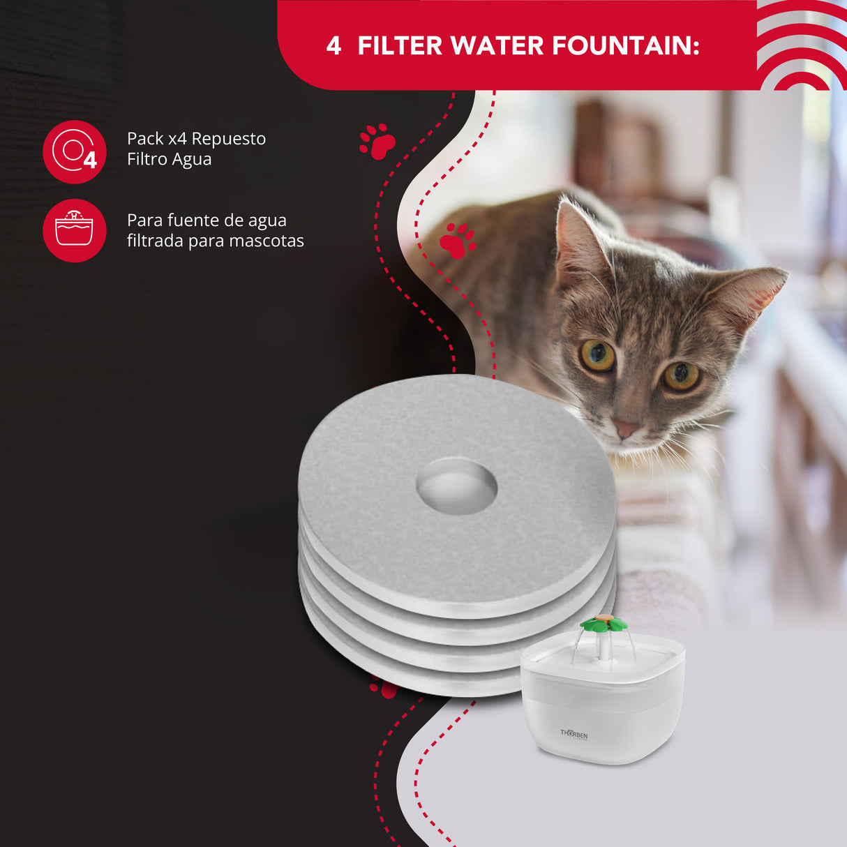 Filtros fuente de agua eléctrica Thor 4 Filter Water Fountain