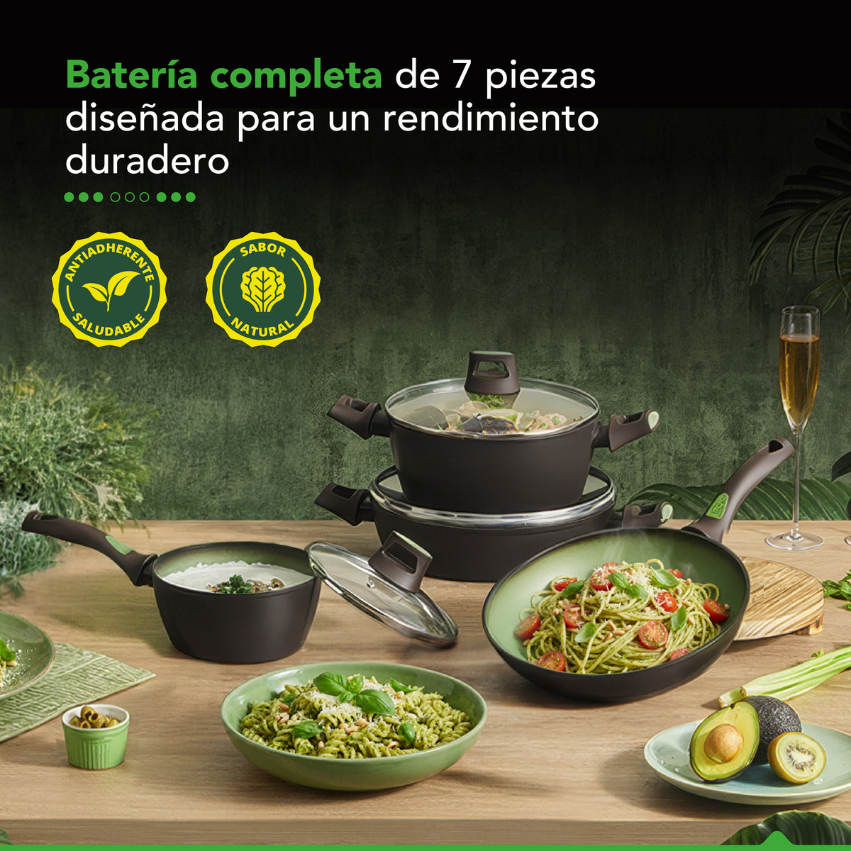 Batería de Cocina Thor Avocado 7 Piezas