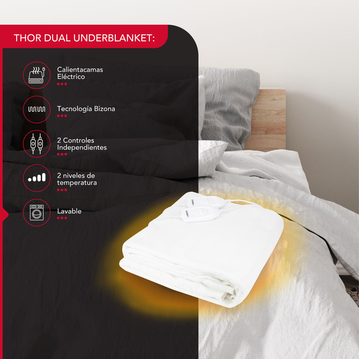 Calientacama 2 plazas Thor Dual Underblanket
