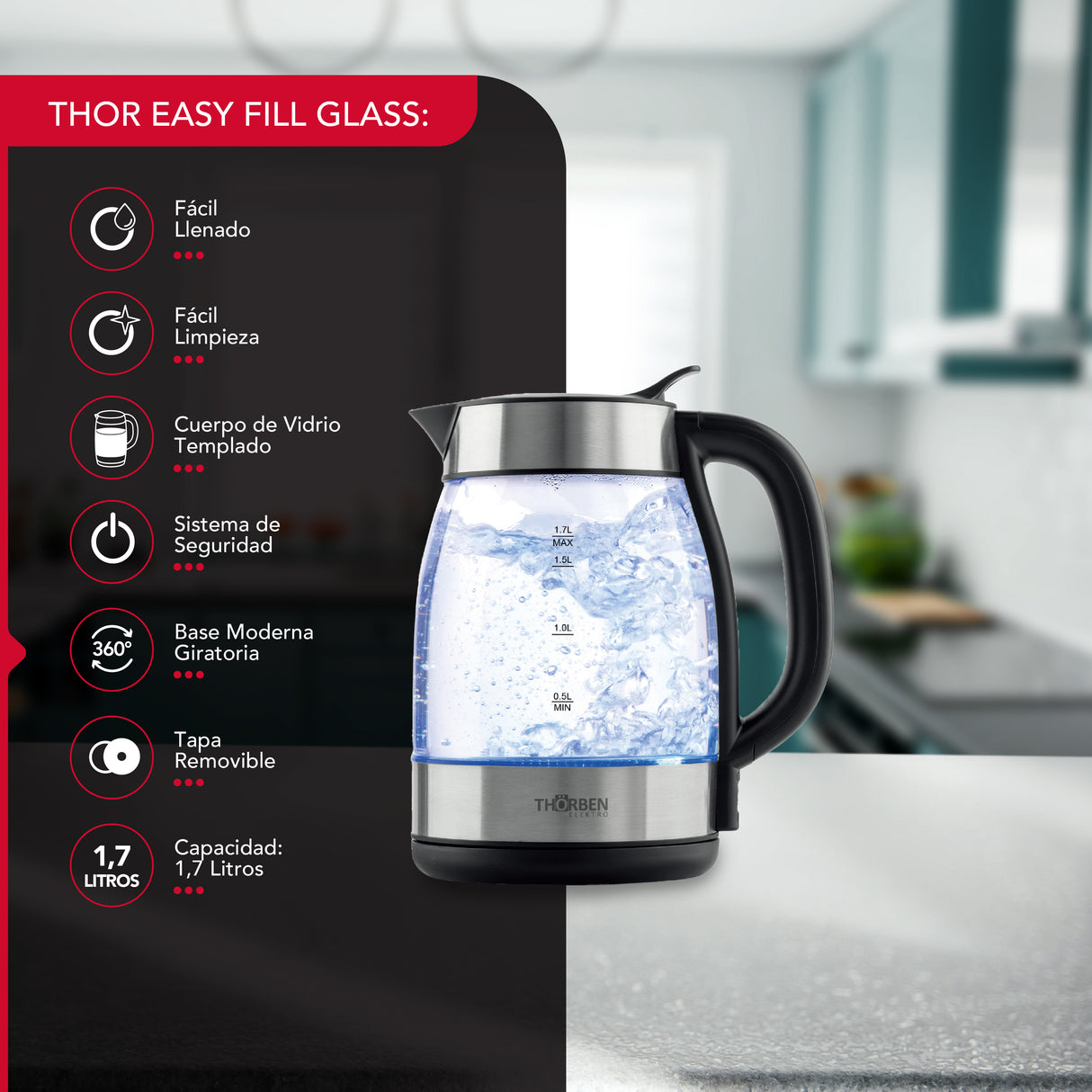 Hervidor Thor Easy Fill Glass