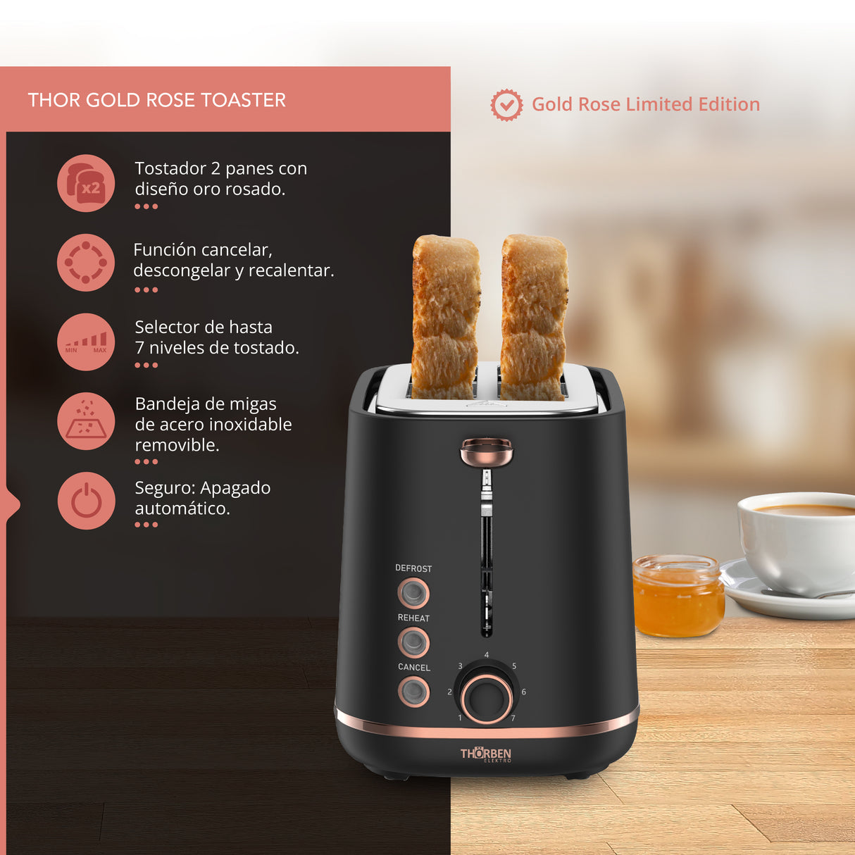 Tostador eléctrico Thor Gold Rose Toaster
