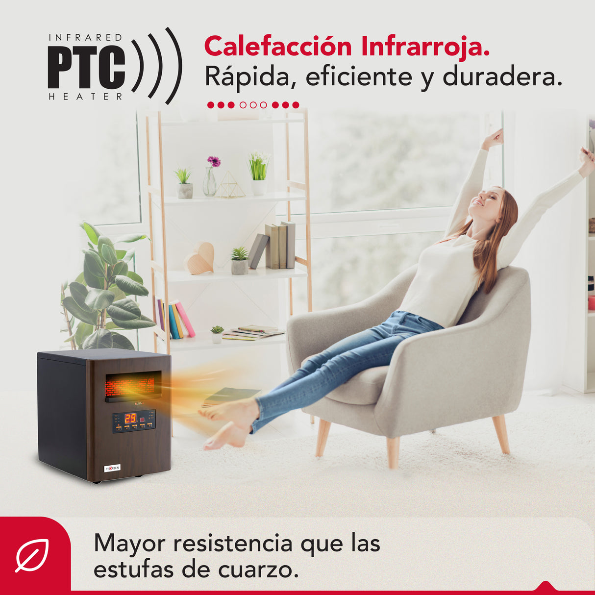 Estufa infrarroja 2 en 1 Thor Green1500