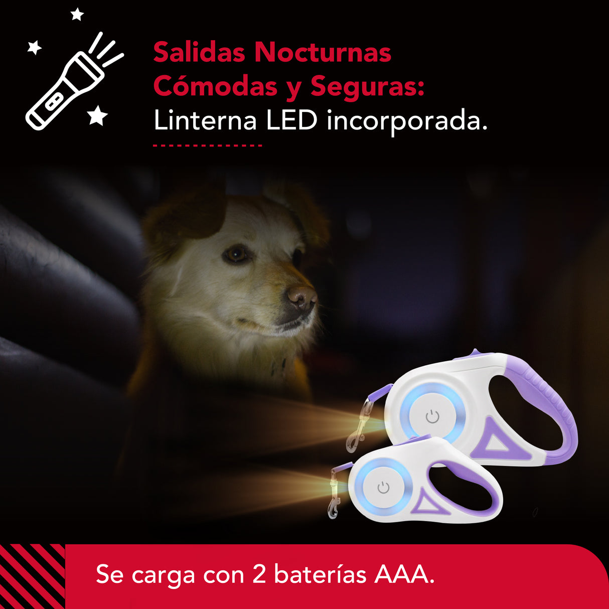Correa Luminosa Thor Light Leash S