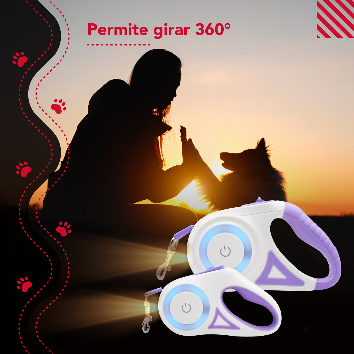 Correa Luminosa Thor Light Leash S