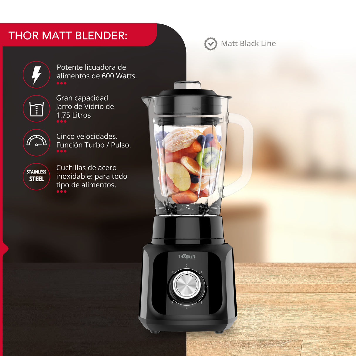 Licuadora Thor Matt Black Blender
