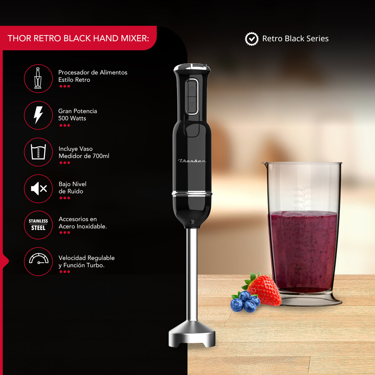 MiniPimmer Thor Retro Black Hand Mixer