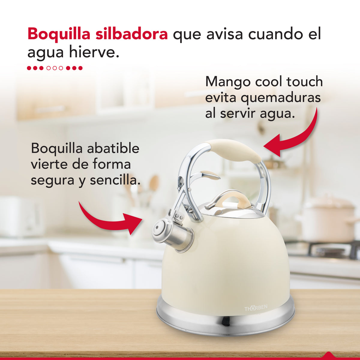 Tetera Thor Tea Time Plus 2.8L Acero Inoxidable Silbadora