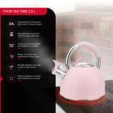 Tetera Thor Tea Time Rosa 2.5L Acero Inoxidable Silbadora