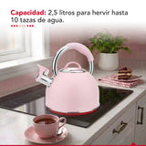 Tetera Thor Tea Time Rosa 2.5L Acero Inoxidable Silbadora