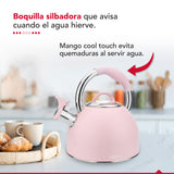 Tetera Thor Tea Time Rosa 2.5L Acero Inoxidable Silbadora