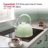 Tetera Thor Tea Time Verde 2.5L Acero Inoxidable Silbadora