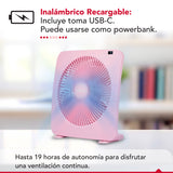 Ventilador USB Recargable Thor Box Fan Rosa